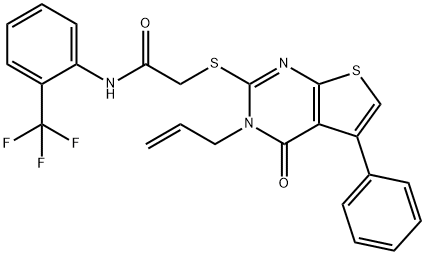 2-[(3-allyl-4-oxo-5-phenyl-3,4-dihydrothieno[2,3-d]pyrimidin-2-yl)sulfanyl]-N-[2-(trifluoromethyl)phenyl]acetamide Struktur