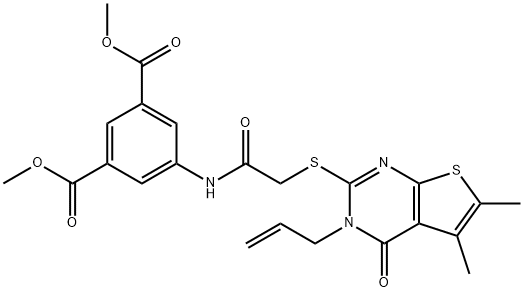 dimethyl 5-({[(3-allyl-5,6-dimethyl-4-oxo-3,4-dihydrothieno[2,3-d]pyrimidin-2-yl)sulfanyl]acetyl}amino)isophthalate Struktur