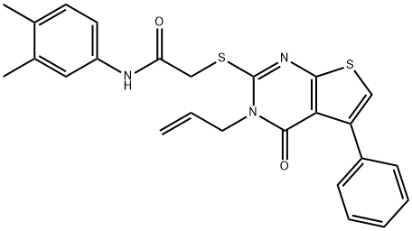 2-[(3-allyl-4-oxo-5-phenyl-3,4-dihydrothieno[2,3-d]pyrimidin-2-yl)sulfanyl]-N-(3,4-dimethylphenyl)acetamide Struktur