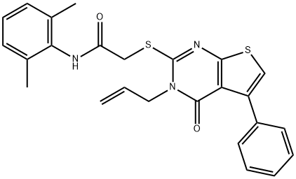 2-[(3-allyl-4-oxo-5-phenyl-3,4-dihydrothieno[2,3-d]pyrimidin-2-yl)sulfanyl]-N-(2,6-dimethylphenyl)acetamide Struktur