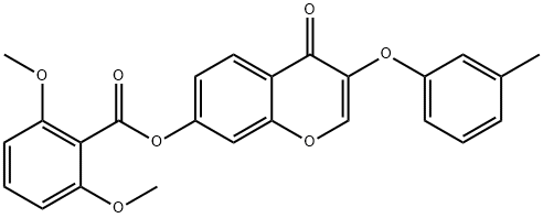 3-(3-methylphenoxy)-4-oxo-4H-chromen-7-yl 2,6-dimethoxybenzoate Struktur