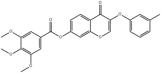 3-(3-methylphenoxy)-4-oxo-4H-chromen-7-yl 3,4,5-trimethoxybenzoate Struktur