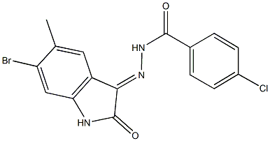 N'-(6-bromo-5-methyl-2-oxo-1,2-dihydro-3H-indol-3-ylidene)-4-chlorobenzohydrazide Struktur