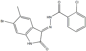 N'-(6-bromo-5-methyl-2-oxo-1,2-dihydro-3H-indol-3-ylidene)-2-chlorobenzohydrazide Struktur