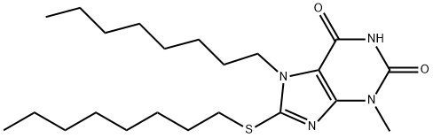 3-methyl-7-octyl-8-(octylsulfanyl)-3,7-dihydro-1H-purine-2,6-dione Struktur