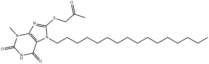 7-hexadecyl-3-methyl-8-[(2-oxopropyl)sulfanyl]-3,7-dihydro-1H-purine-2,6-dione Struktur