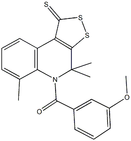 5-(3-methoxybenzoyl)-4,4,6-trimethyl-4,5-dihydro-1H-[1,2]dithiolo[3,4-c]quinoline-1-thione Struktur