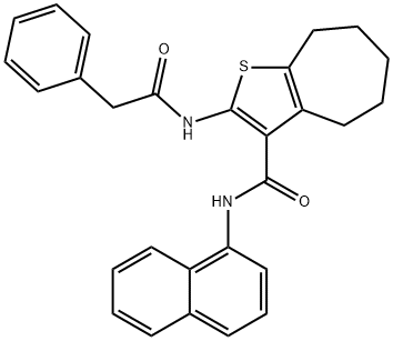 N-(1-naphthyl)-2-[(phenylacetyl)amino]-5,6,7,8-tetrahydro-4H-cyclohepta[b]thiophene-3-carboxamide Struktur