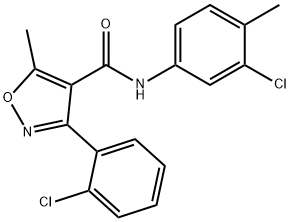 N-(3-chloro-4-methylphenyl)-3-(2-chlorophenyl)-5-methyl-4-isoxazolecarboxamide Struktur