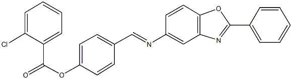 4-{[(2-phenyl-1,3-benzoxazol-5-yl)imino]methyl}phenyl 2-chlorobenzoate Struktur