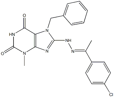 7-benzyl-8-{2-[1-(4-chlorophenyl)ethylidene]hydrazino}-3-methyl-3,7-dihydro-1H-purine-2,6-dione Struktur