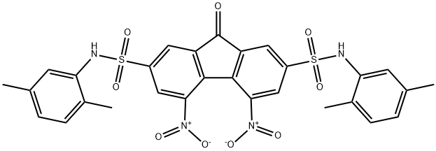 N~2~,N~7~-bis(2,5-dimethylphenyl)-4,5-bisnitro-9-oxo-9H-fluorene-2,7-disulfonamide Struktur