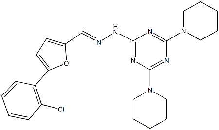 5-(2-chlorophenyl)-2-furaldehyde (4,6-dipiperidin-1-yl-1,3,5-triazin-2-yl)hydrazone Struktur