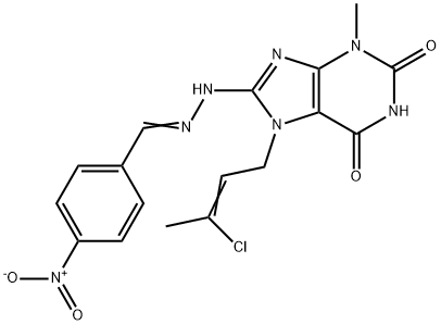 4-nitrobenzaldehyde [7-(3-chloro-2-butenyl)-3-methyl-2,6-dioxo-2,3,6,7-tetrahydro-1H-purin-8-yl]hydrazone Struktur