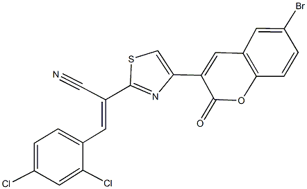 2-[4-(6-bromo-2-oxo-2H-chromen-3-yl)-1,3-thiazol-2-yl]-3-(2,4-dichlorophenyl)acrylonitrile Struktur