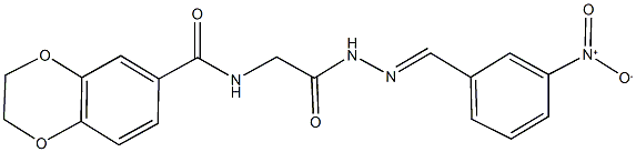 N-[2-(2-{3-nitrobenzylidene}hydrazino)-2-oxoethyl]-2,3-dihydro-1,4-benzodioxine-6-carboxamide Struktur