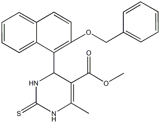 methyl 4-[2-(benzyloxy)-1-naphthyl]-6-methyl-2-thioxo-1,2,3,4-tetrahydropyrimidine-5-carboxylate Struktur