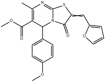 methyl 2-(2-furylmethylene)-5-(4-methoxyphenyl)-7-methyl-3-oxo-2,3-dihydro-5H-[1,3]thiazolo[3,2-a]pyrimidine-6-carboxylate Struktur