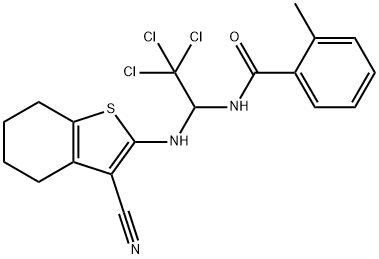 2-methyl-N-{2,2,2-trichloro-1-[(3-cyano-4,5,6,7-tetrahydro-1-benzothien-2-yl)amino]ethyl}benzamide Struktur