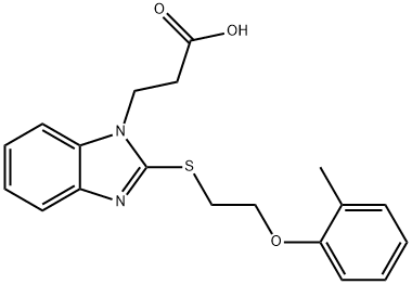 3-(2-{[2-(2-methylphenoxy)ethyl]sulfanyl}-1H-benzimidazol-1-yl)propanoic acid Struktur