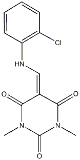 5-[(2-chloroanilino)methylene]-1,3-dimethyl-2,4,6(1H,3H,5H)-pyrimidinetrione Struktur