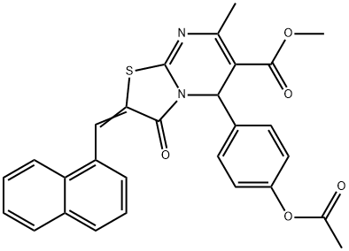 methyl 5-[4-(acetyloxy)phenyl]-7-methyl-2-(1-naphthylmethylene)-3-oxo-2,3-dihydro-5H-[1,3]thiazolo[3,2-a]pyrimidine-6-carboxylate Struktur