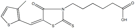 6-{5-[(3-methyl-2-thienyl)methylene]-4-oxo-2-thioxo-1,3-thiazolidin-3-yl}hexanoic acid Struktur