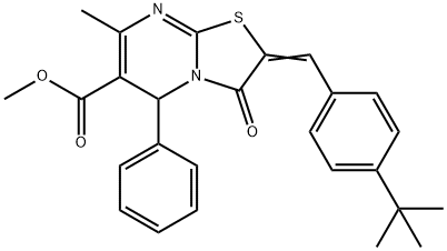 methyl 2-(4-tert-butylbenzylidene)-7-methyl-3-oxo-5-phenyl-2,3-dihydro-5H-[1,3]thiazolo[3,2-a]pyrimidine-6-carboxylate Struktur