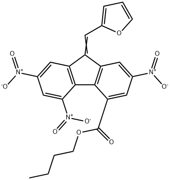 butyl 9-(2-furylmethylene)-2,5,7-trisnitro-9H-fluorene-4-carboxylate Struktur