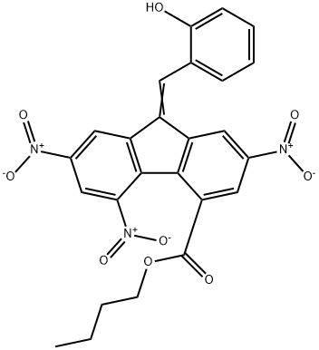 butyl 9-(2-hydroxybenzylidene)-2,5,7-trisnitro-9H-fluorene-4-carboxylate Struktur