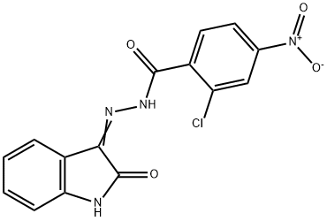 2-chloro-4-nitro-N'-(2-oxo-1,2-dihydro-3H-indol-3-ylidene)benzohydrazide Struktur