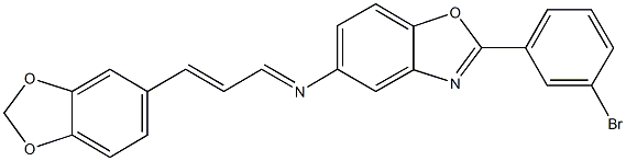 N-[3-(1,3-benzodioxol-5-yl)-2-propenylidene]-N-[2-(3-bromophenyl)-1,3-benzoxazol-5-yl]amine Struktur