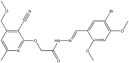 N'-(5-bromo-2,4-dimethoxybenzylidene)-2-{[3-cyano-4-(methoxymethyl)-6-methyl-2-pyridinyl]oxy}acetohydrazide Struktur