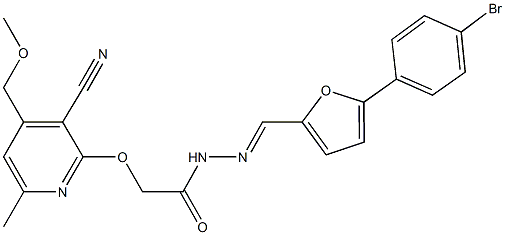 N'-{[5-(4-bromophenyl)-2-furyl]methylene}-2-{[3-cyano-4-(methoxymethyl)-6-methyl-2-pyridinyl]oxy}acetohydrazide Struktur