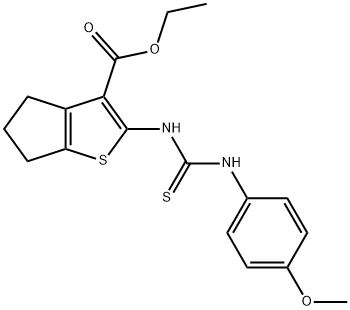 ethyl 2-{[(4-methoxyanilino)carbothioyl]amino}-5,6-dihydro-4H-cyclopenta[b]thiophene-3-carboxylate Struktur