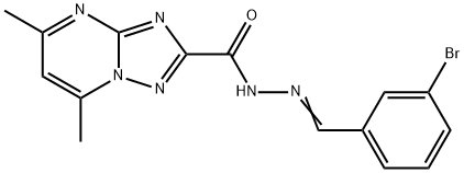 N'-(3-bromobenzylidene)-5,7-dimethyl[1,2,4]triazolo[1,5-a]pyrimidine-2-carbohydrazide Struktur