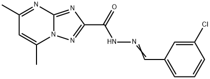 N'-(3-chlorobenzylidene)-5,7-dimethyl[1,2,4]triazolo[1,5-a]pyrimidine-2-carbohydrazide Struktur