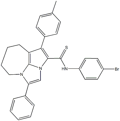 N-(4-bromophenyl)-1-(4-methylphenyl)-4-phenyl-5,6,7,8-tetrahydro-2a,4a-diazacyclopenta[cd]azulene-2-carbothioamide Struktur