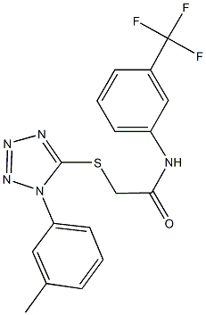 2-{[1-(3-methylphenyl)-1H-tetraazol-5-yl]sulfanyl}-N-[3-(trifluoromethyl)phenyl]acetamide Struktur