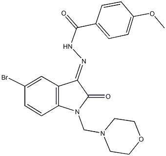 N'-[5-bromo-1-(4-morpholinylmethyl)-2-oxo-1,2-dihydro-3H-indol-3-ylidene]-4-methoxybenzohydrazide Struktur