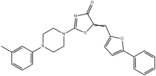 2-[4-(3-methylphenyl)-1-piperazinyl]-5-[(5-phenyl-2-furyl)methylene]-1,3-thiazol-4(5H)-one Struktur