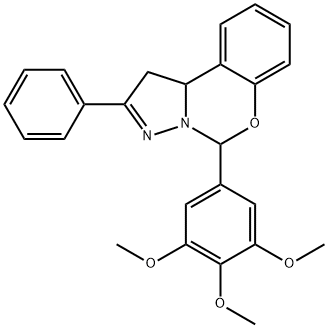 2-phenyl-5-(3,4,5-trimethoxyphenyl)-1,10b-dihydropyrazolo[1,5-c][1,3]benzoxazine Struktur