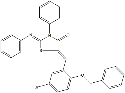 5-[2-(benzyloxy)-5-bromobenzylidene]-3-phenyl-2-(phenylimino)-1,3-thiazolidin-4-one Struktur