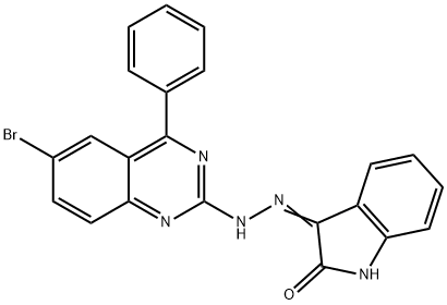 1H-indole-2,3-dione 3-[(6-bromo-4-phenyl-2-quinazolinyl)hydrazone] Struktur