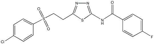 N-(5-{2-[(4-chlorophenyl)sulfonyl]ethyl}-1,3,4-thiadiazol-2-yl)-4-fluorobenzamide Struktur