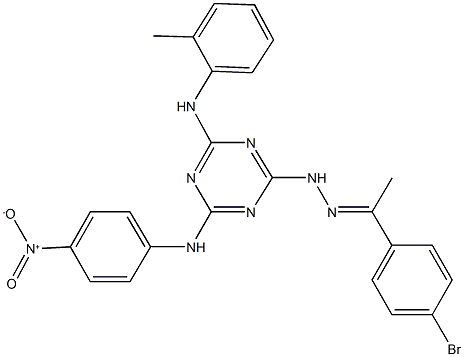 1-(4-bromophenyl)ethanone [4-{4-nitroanilino}-6-(2-toluidino)-1,3,5-triazin-2-yl]hydrazone Struktur