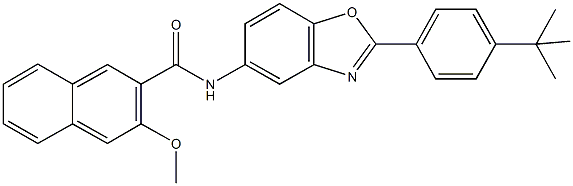 N-[2-(4-tert-butylphenyl)-1,3-benzoxazol-5-yl]-3-methoxy-2-naphthamide Struktur