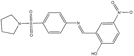 4-nitro-2-({[4-(1-pyrrolidinylsulfonyl)phenyl]imino}methyl)phenol Struktur