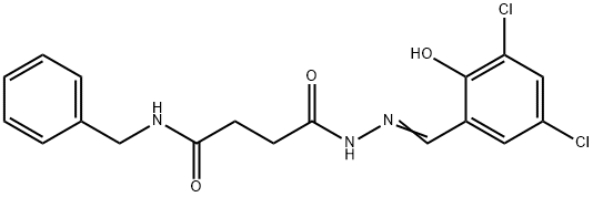 N-benzyl-4-[2-(3,5-dichloro-2-hydroxybenzylidene)hydrazino]-4-oxobutanamide Struktur