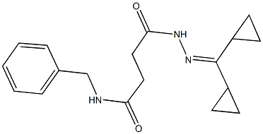 N-benzyl-4-[2-(dicyclopropylmethylene)hydrazino]-4-oxobutanamide Struktur